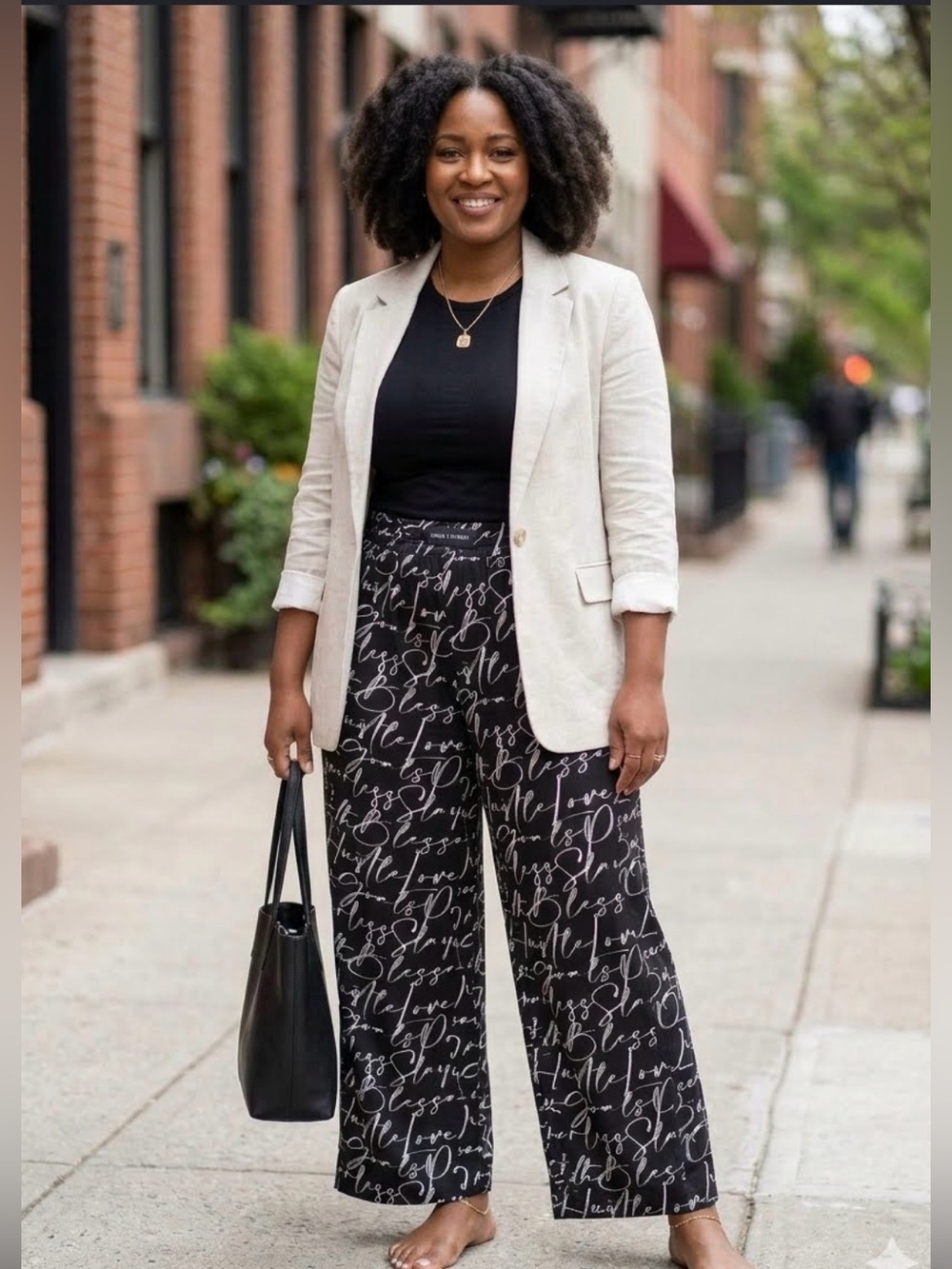 Black and White Abstract Wide Leg Pants 1/2 off expires at 12Am